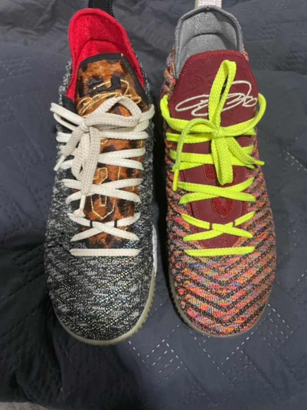 Men's Multicolor Knit Sneakers with Neon Laces